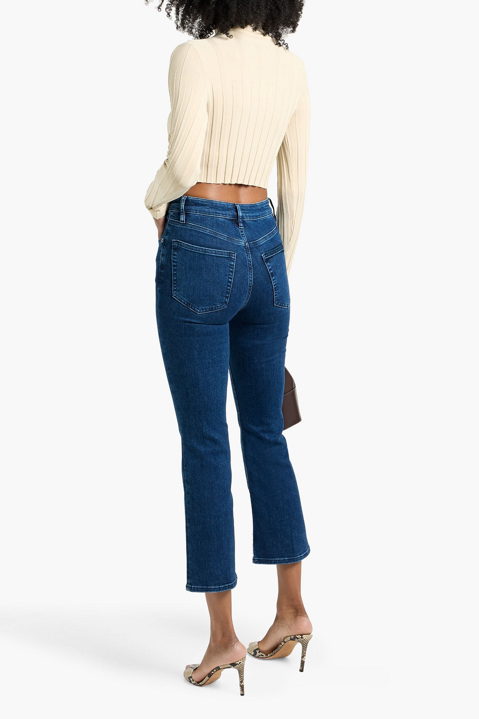 Frame The Reboot Crop High-rise Bootcut Jeans In Blue