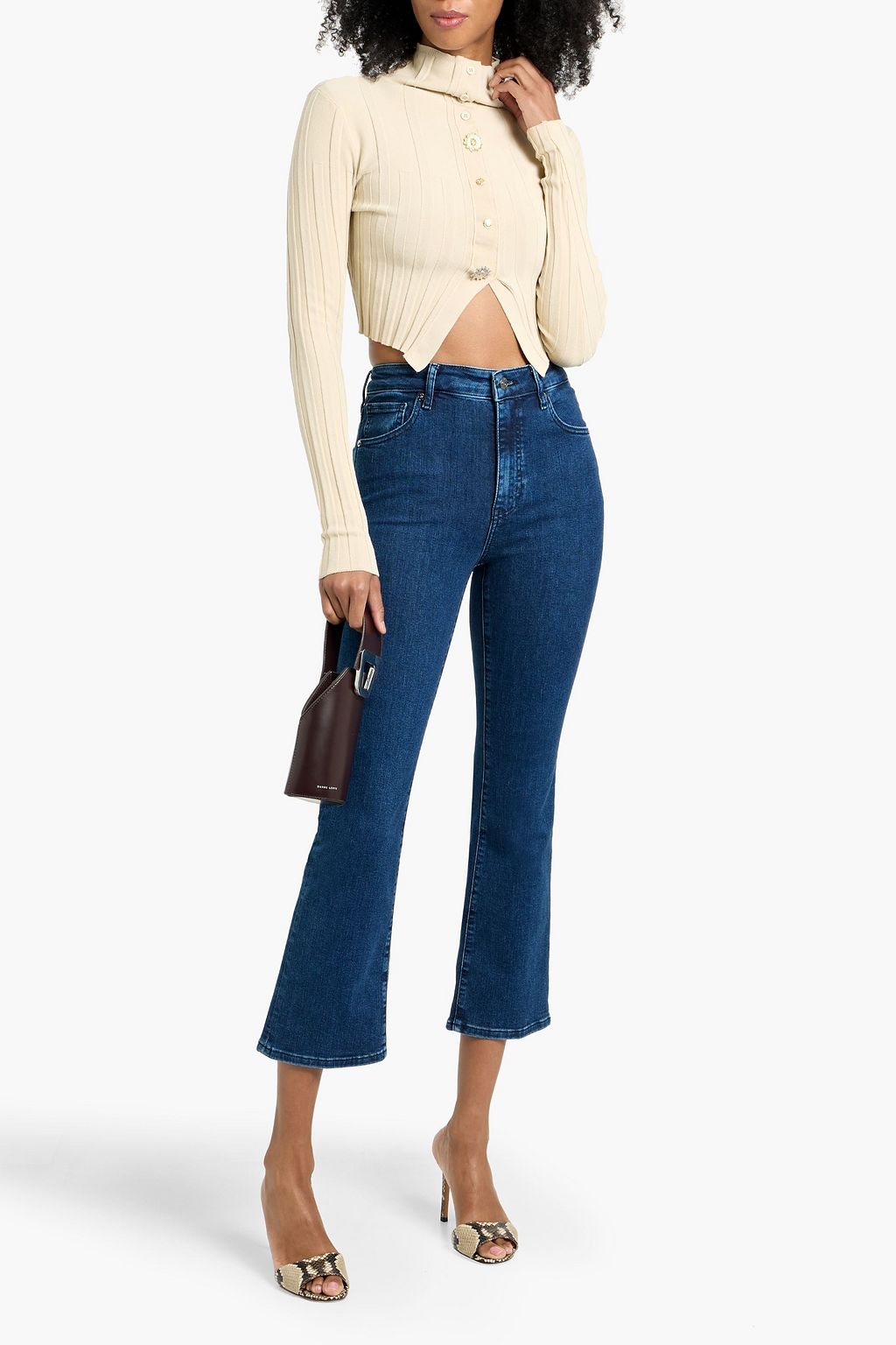 FRAME The Reboot Crop high-rise bootcut jeans