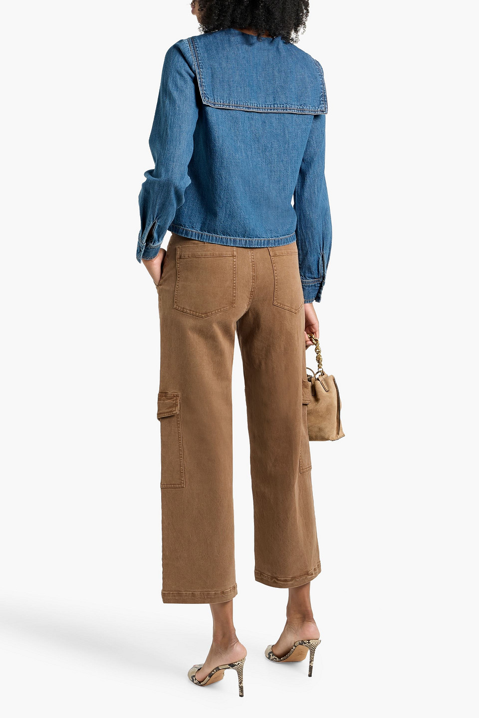 Frame The Station Cropped Twill Cargo Pants In Brown
