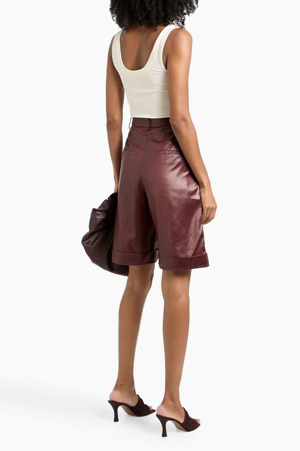 FRAME Silk satin-trimmed ribbed stretch-modal jersey tank