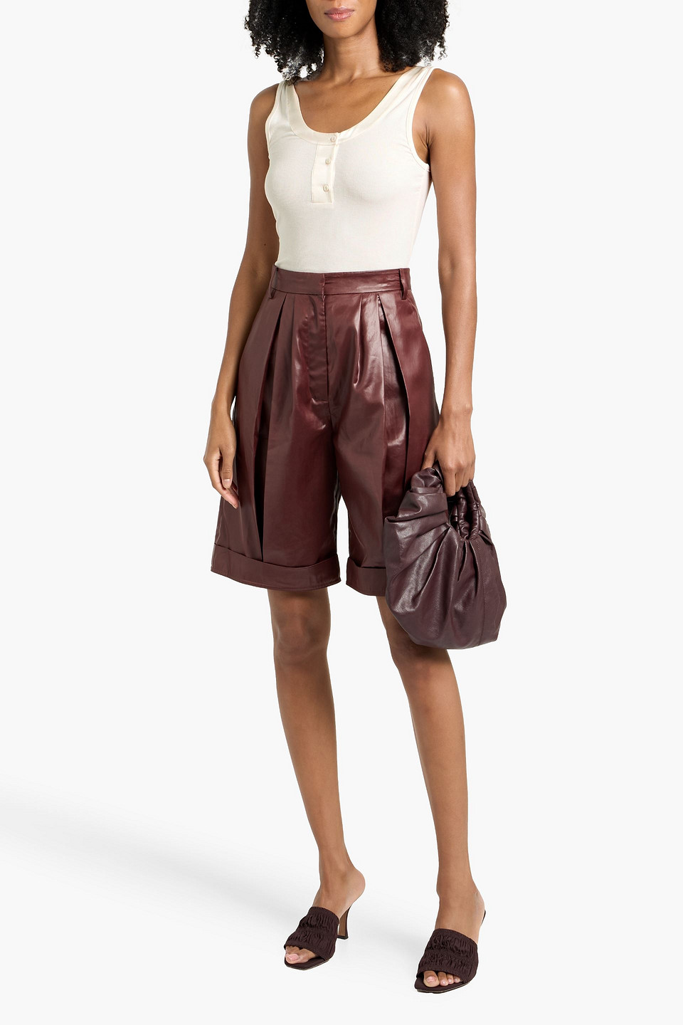 Frame Silk Satin-trimmed Ribbed Stretch-modal Jersey Tank In White