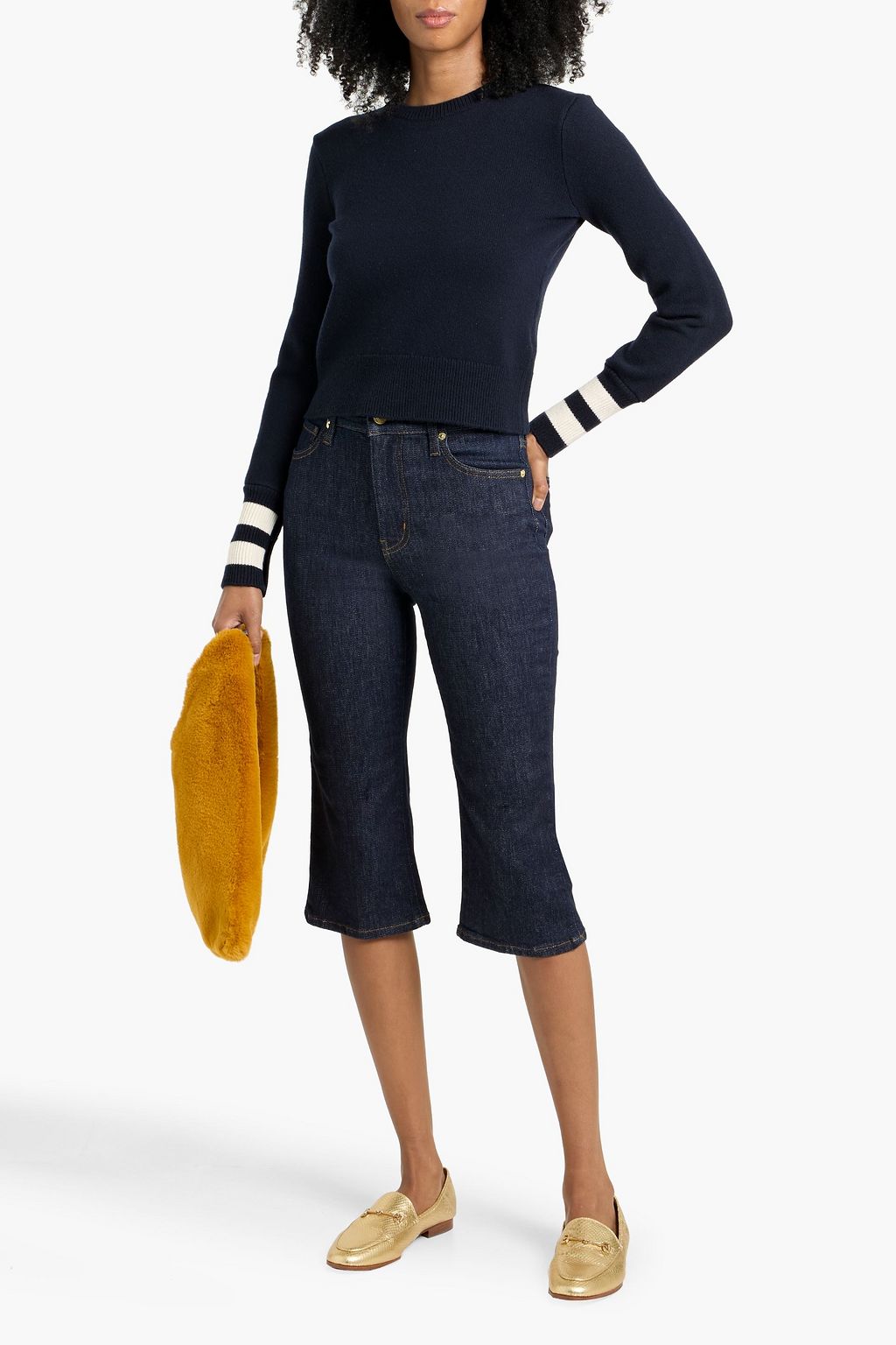FRAME Striped cashmere-blend sweater