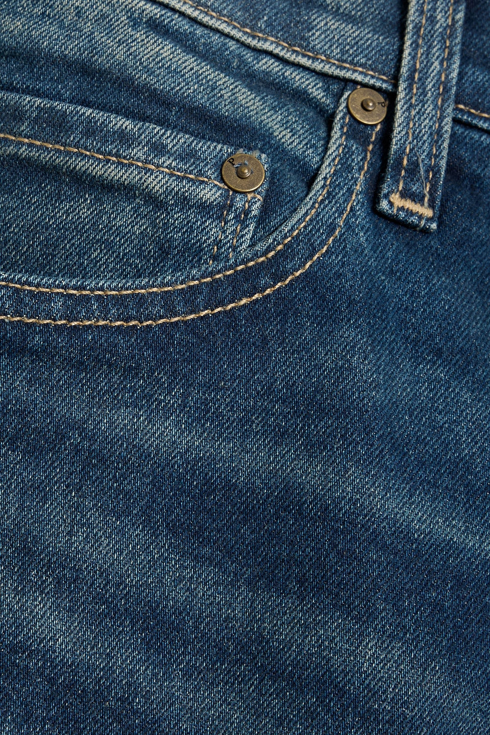 Paige Wilcox Tapered Whiskered Denim Jeans In Blue