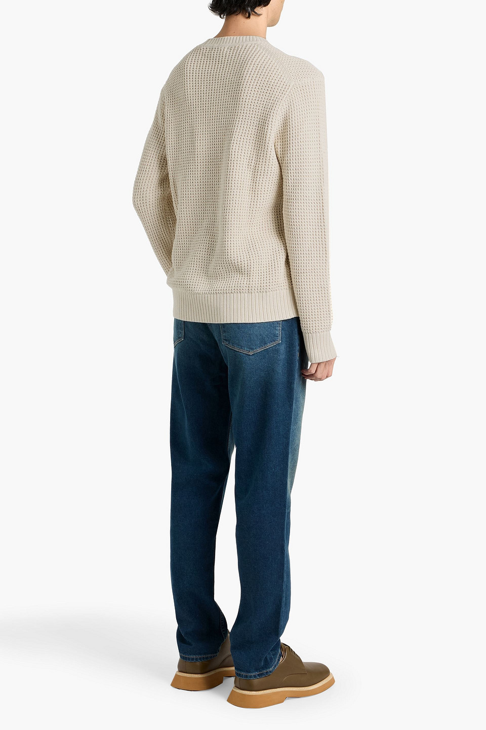 Paige Wilcox Tapered Whiskered Denim Jeans In Blue