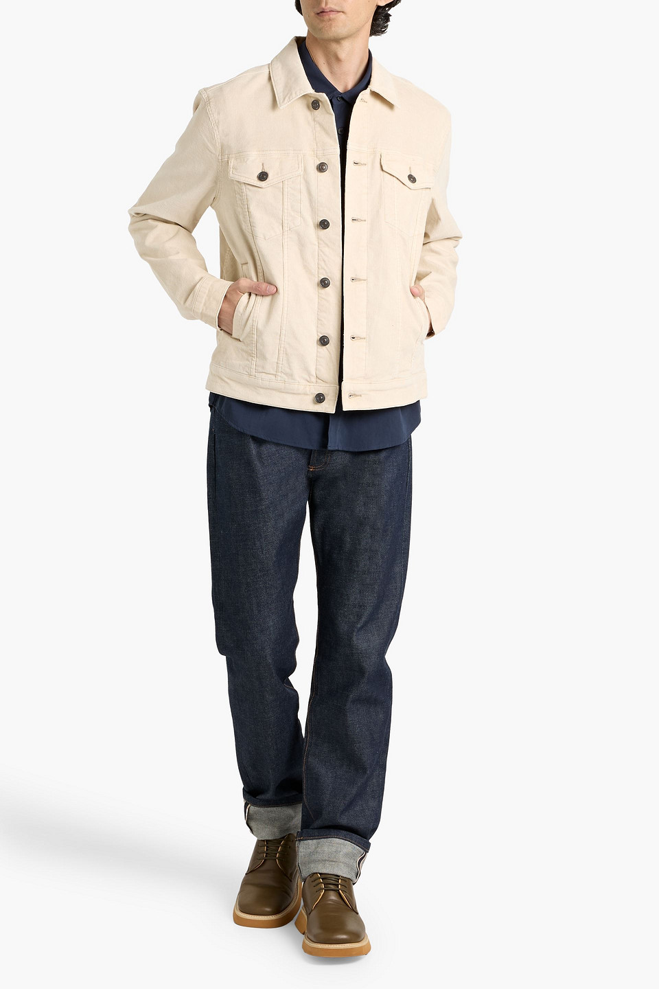 Paige Lars Cotton-blend Corduroy Jacket In Neutral