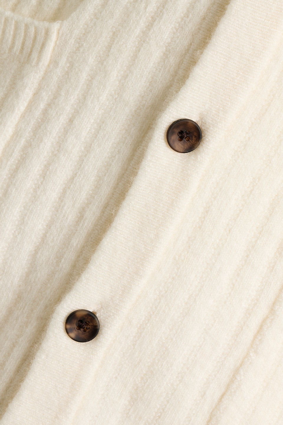 Paige Harpoon Ribbed Merino Wool-blend Cardigan In White