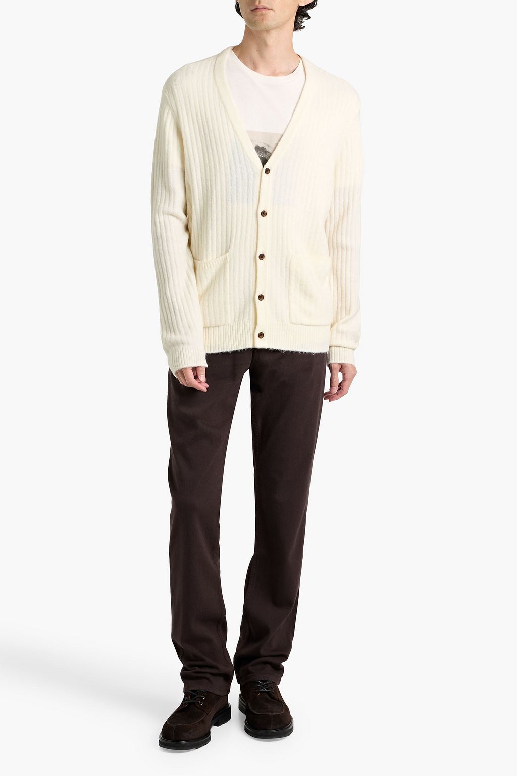 PAIGE Harpoon ribbed merino wool-blend cardigan