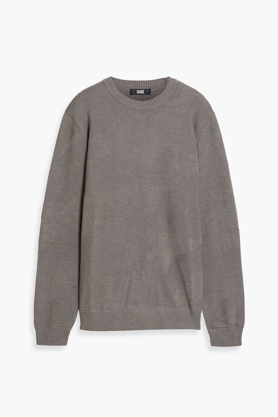 Paige Bowman Jacquard-knit Cotton-blend Sweater In Gray