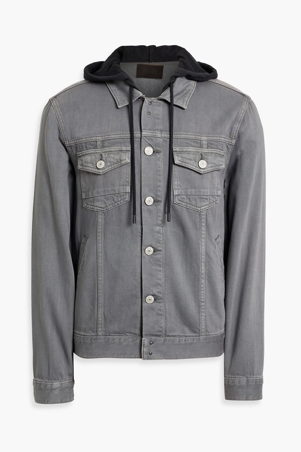 Paige Scout French Cotton Terry-paneled Faded Denim Jacket In Gray