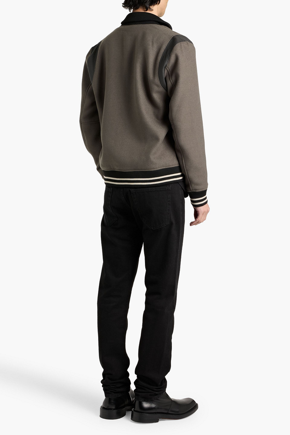 Paige Tomlinson Leather-trimmed Felt Bomber Jacket In Gray