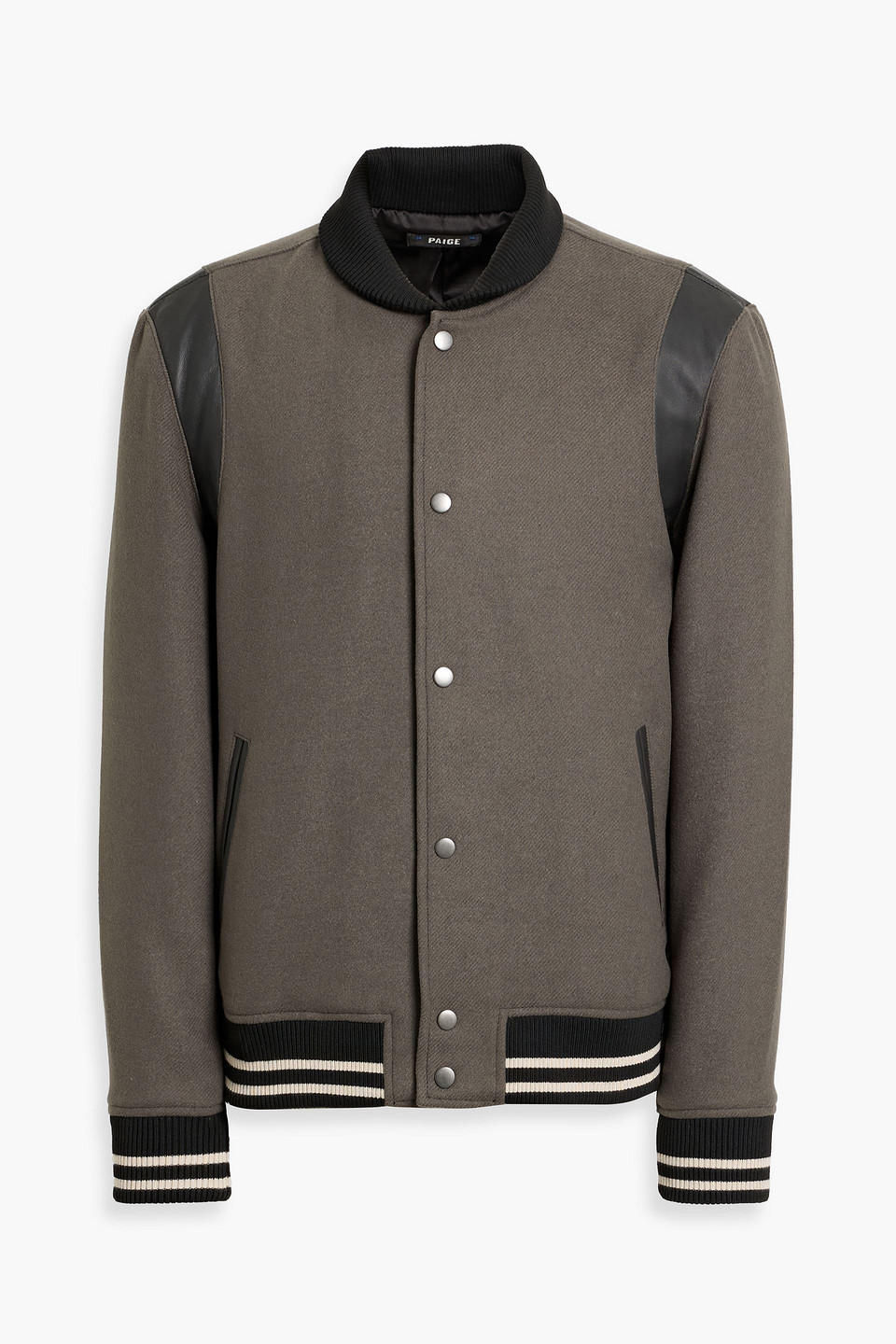 Paige Tomlinson Leather-trimmed Felt Bomber Jacket In Gray