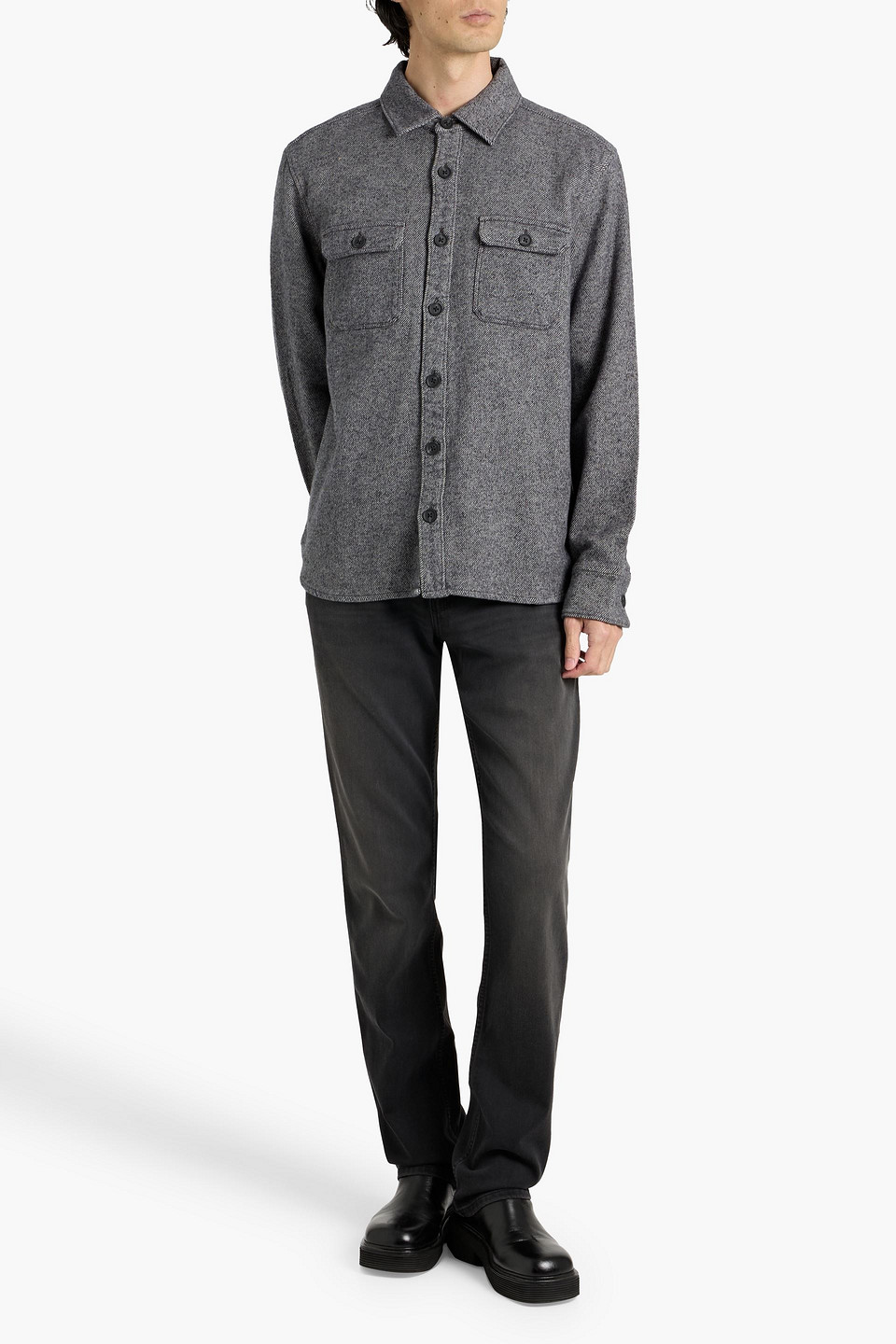 Paige Wilburt Cotton-flannel Overshirt In Gray