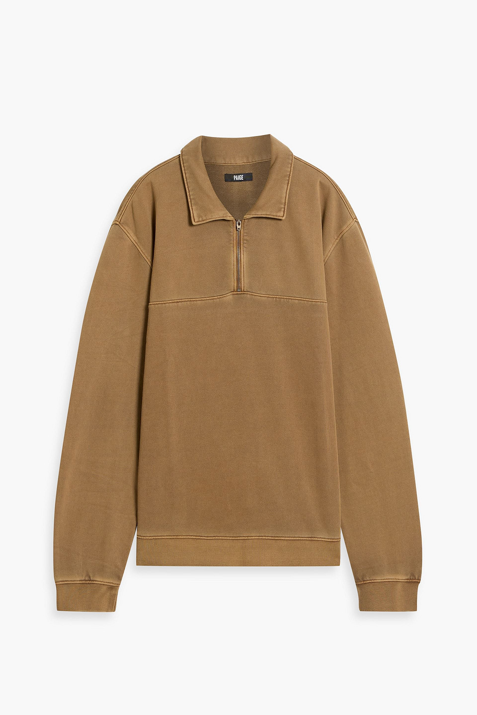 Paige French Cotton-terry Half-zip Sweatshirt In Brown