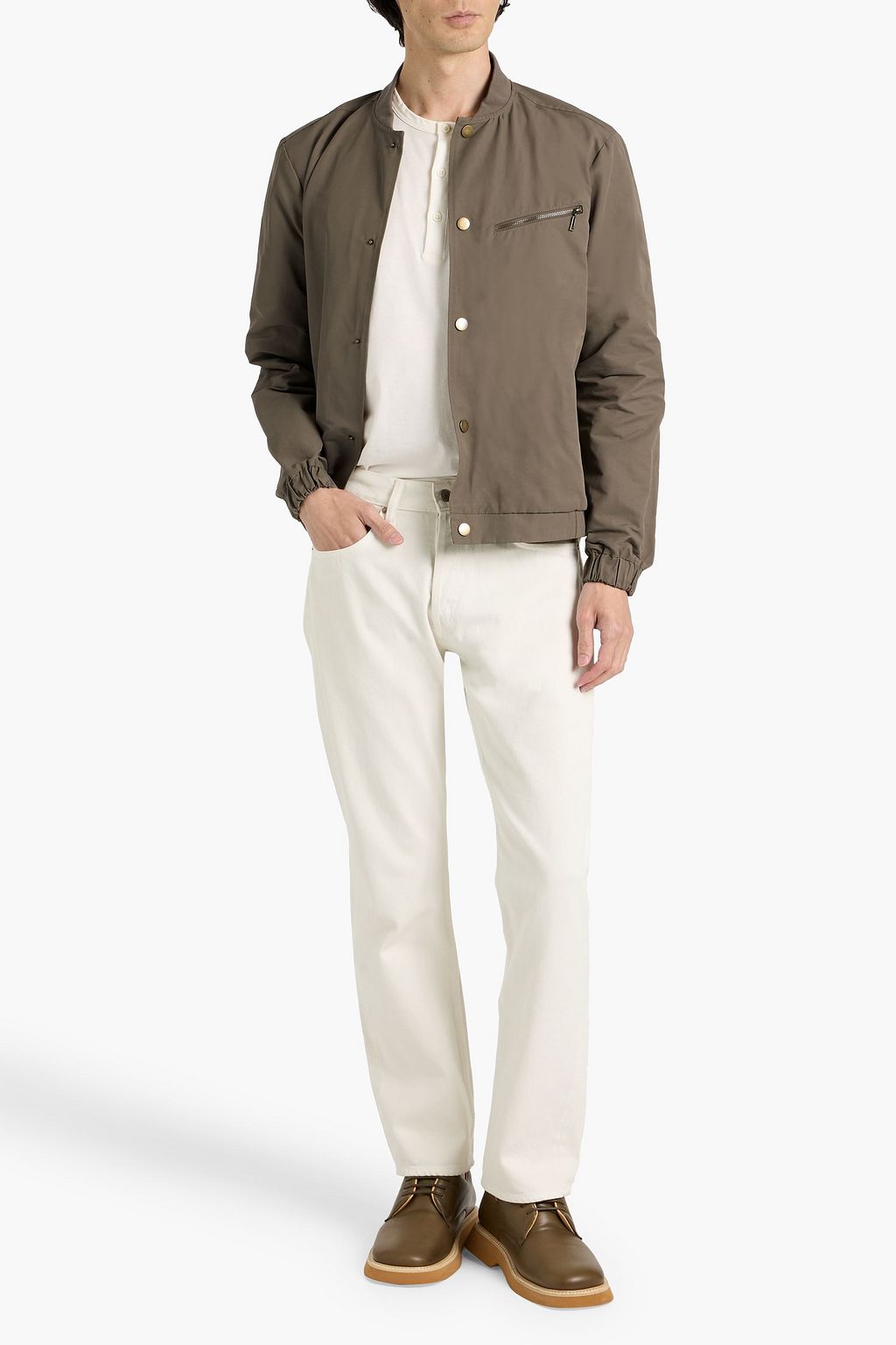 PAIGE Nial cotton-blend faille bomber jacket