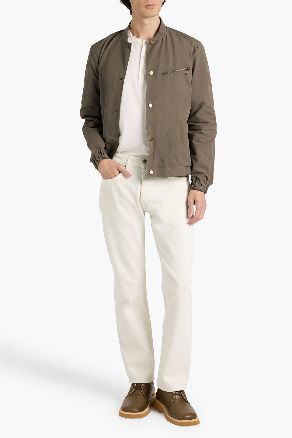 Paige Nial Cotton-blend Faille Bomber Jacket In Brown