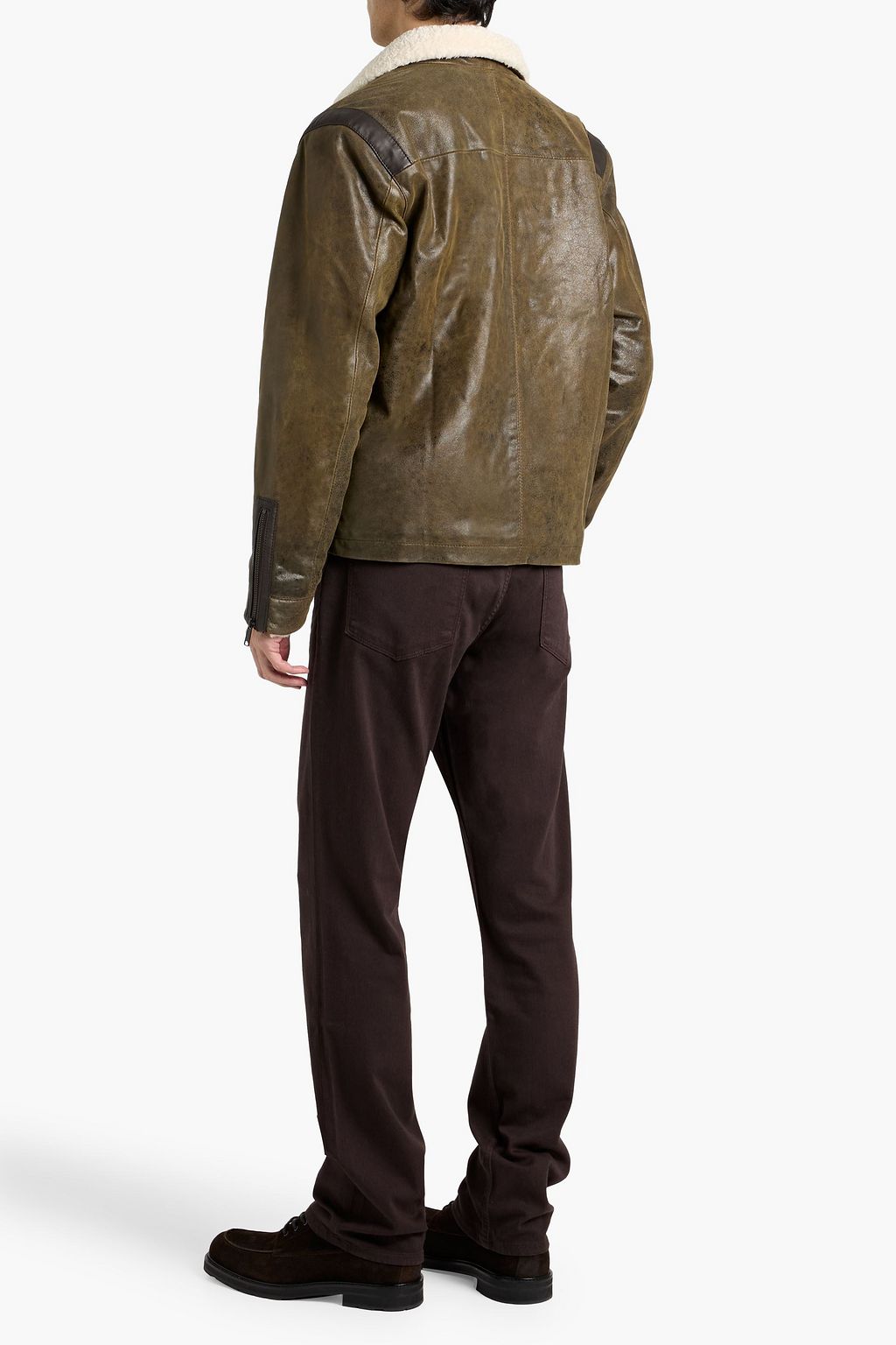PAIGE Mangelson teddy fleece-trimmed leather jacket