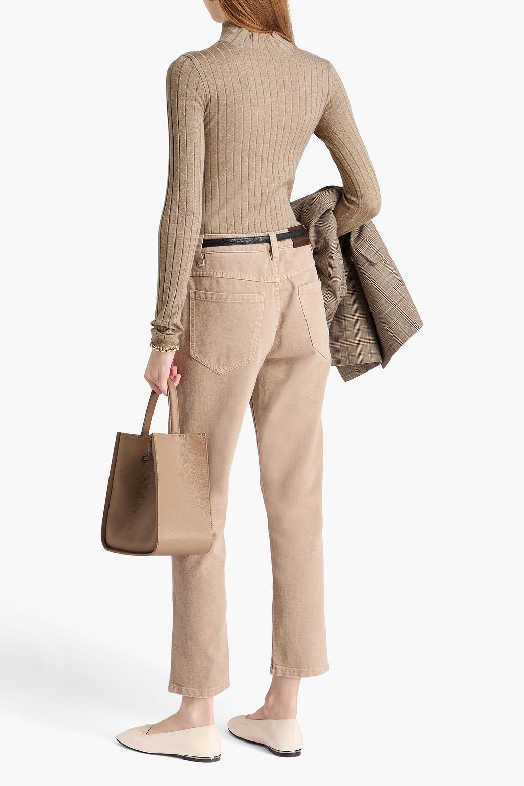 BRUNELLO CUCINELLI リブ編みカシミヤ混 タートルネックセーター メタリック