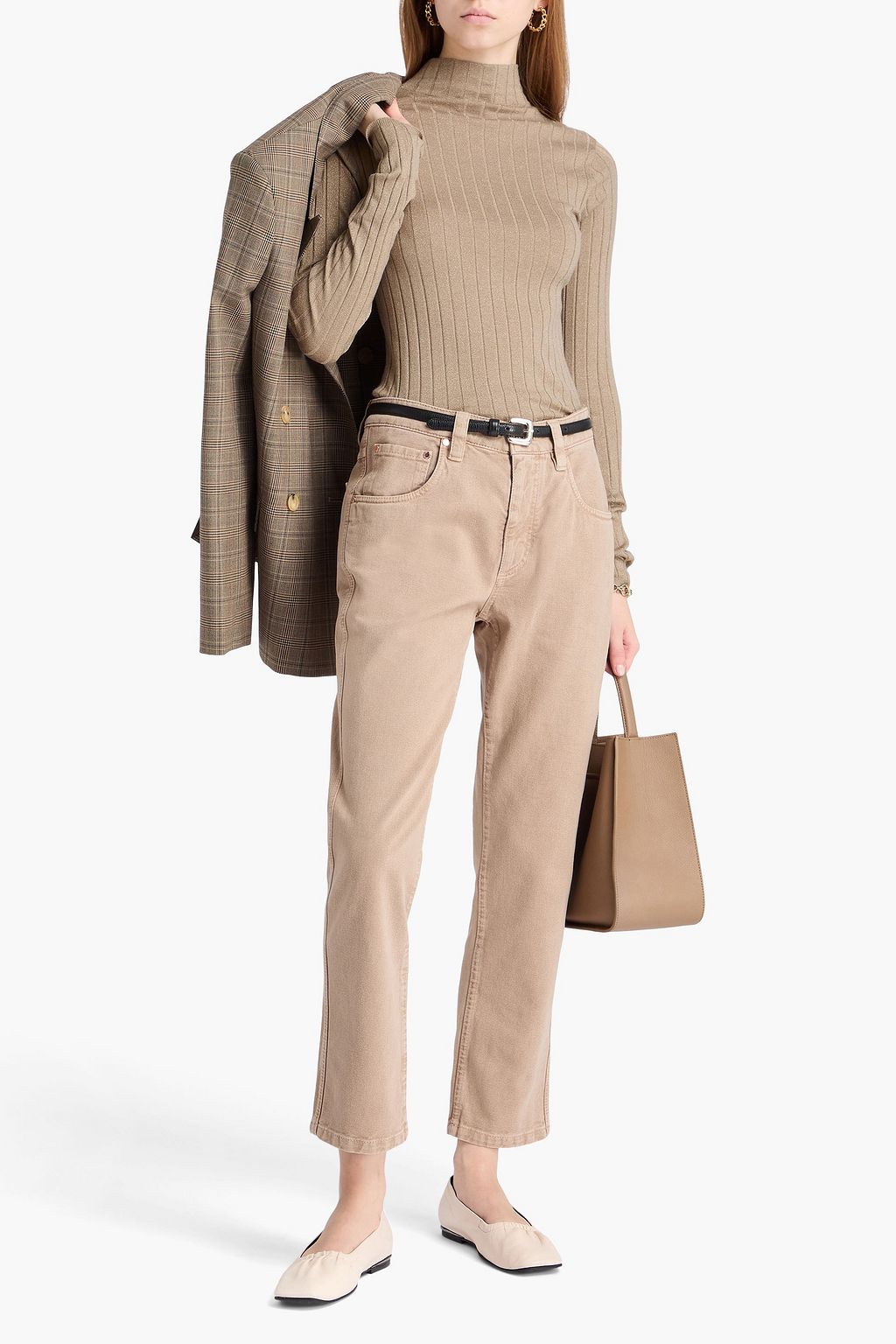 BRUNELLO CUCINELLI リブ編みカシミヤ混 タートルネックセーター メタリック
