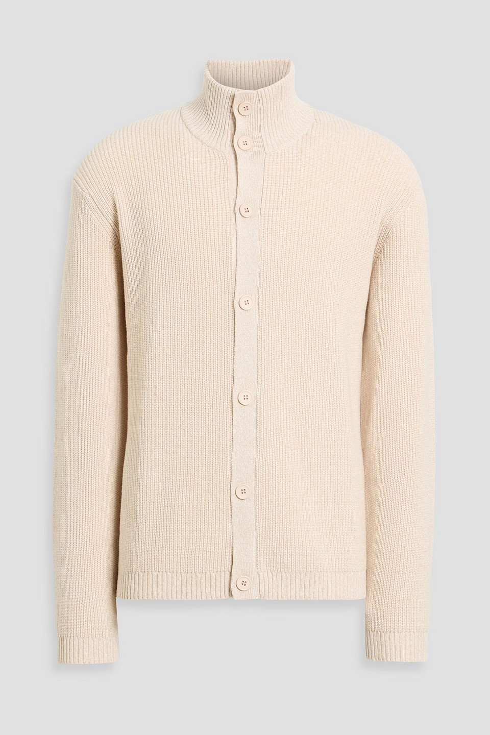 Paige Groveland Ribbed Cotton And Wool-blend Cardigan In Neutral