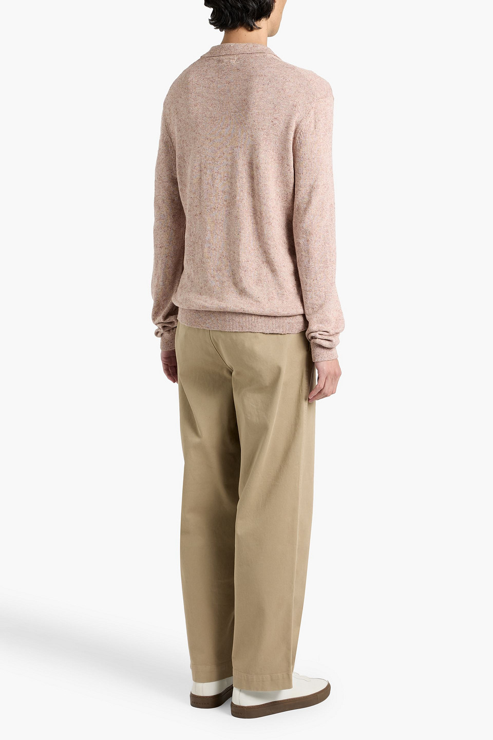 Paige Valdez Cotton And Linen-blend Polo Sweater In Black