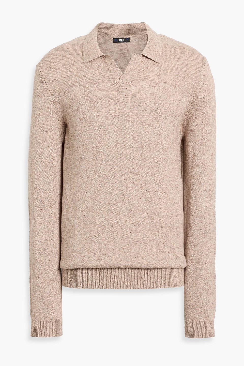 Paige Valdez Cotton And Linen-blend Polo Sweater In Black