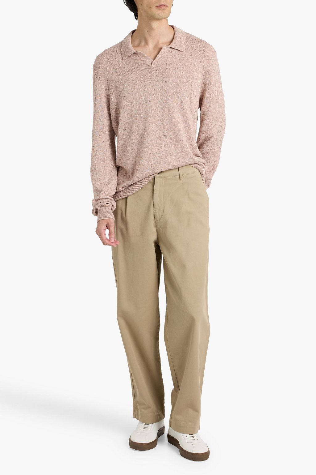 PAIGE Valdez cotton and linen-blend polo sweater