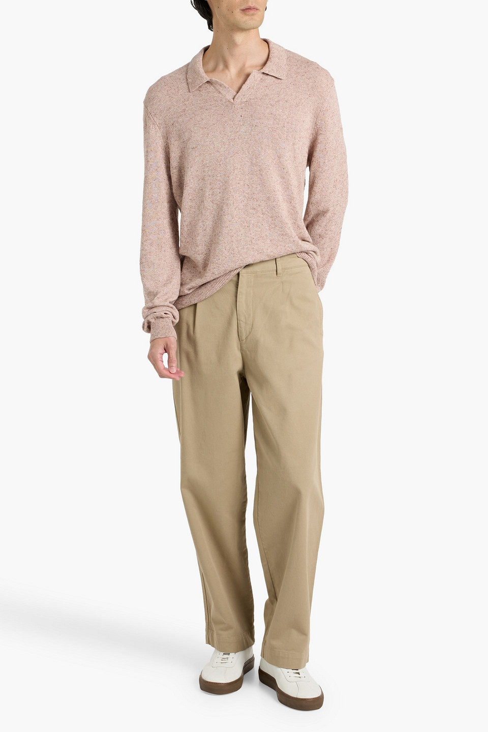 Paige Valdez Cotton And Linen-blend Polo Sweater In Black