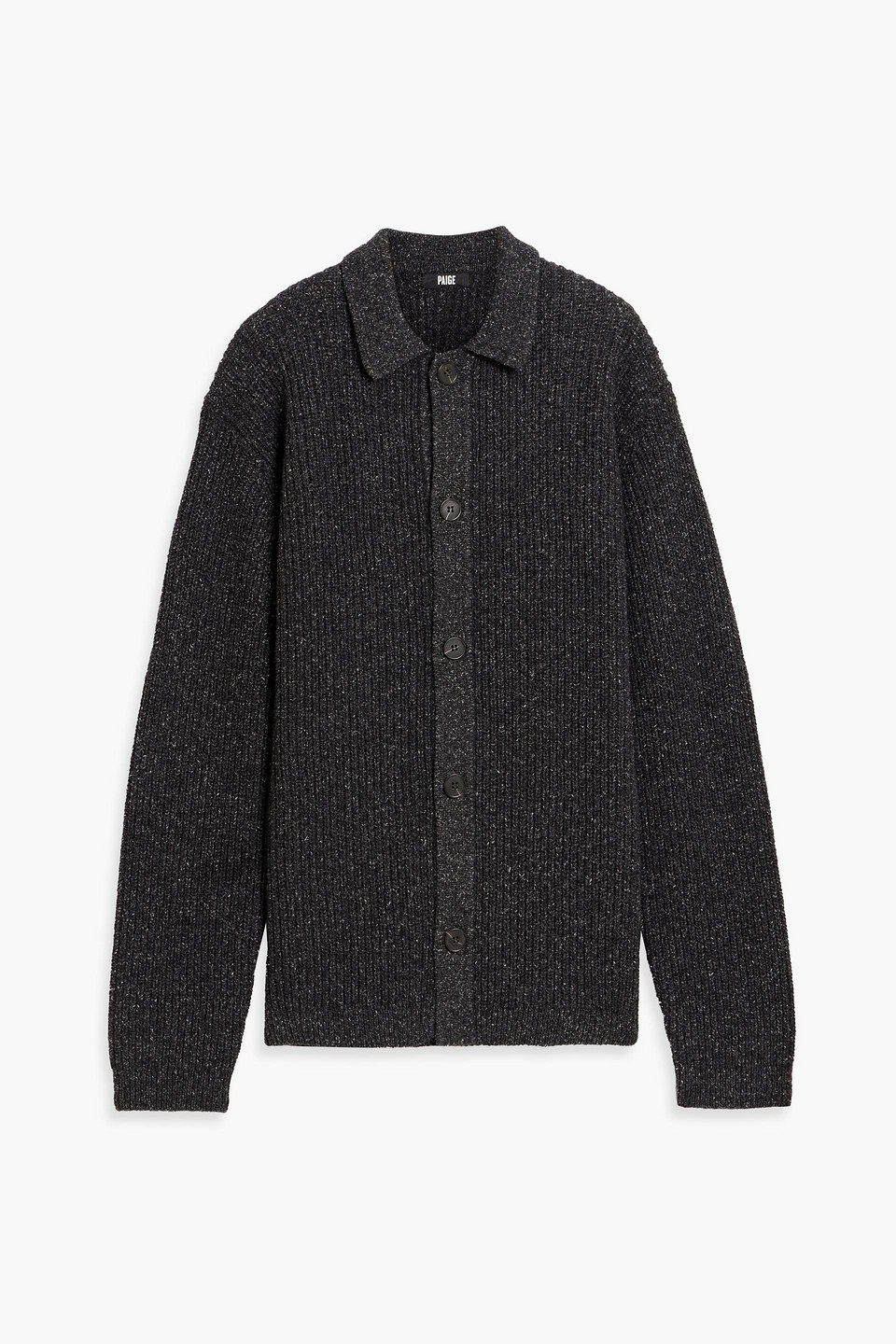 Paige Hinton Donegal Ribbed Cotton And Wool-blend Cardigan In Gray