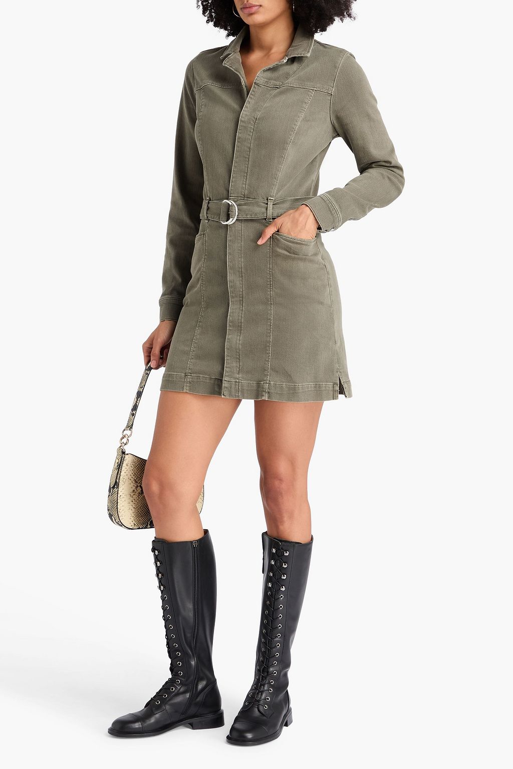PAIGE Anessa belted denim mini dress