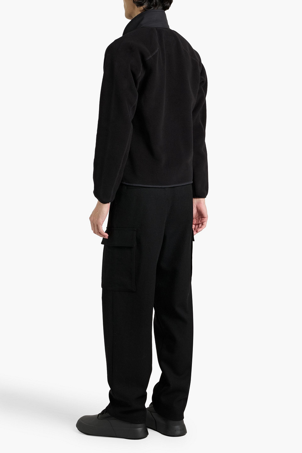 Rag & Bone Shell-trimmed Fleece Jacket In Black