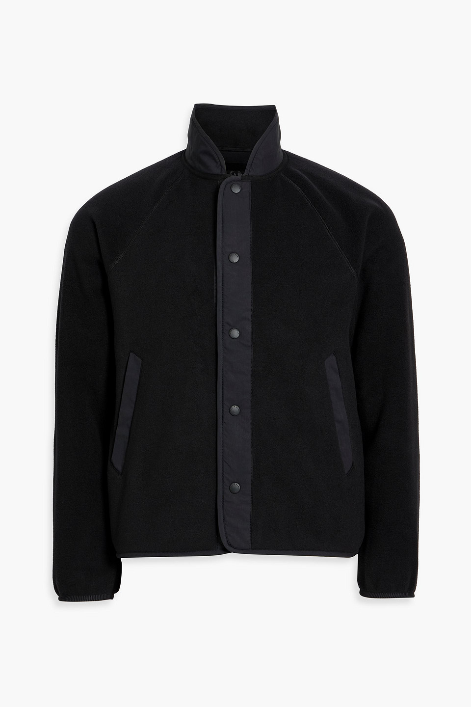 Rag & Bone Shell-trimmed Fleece Jacket In Black