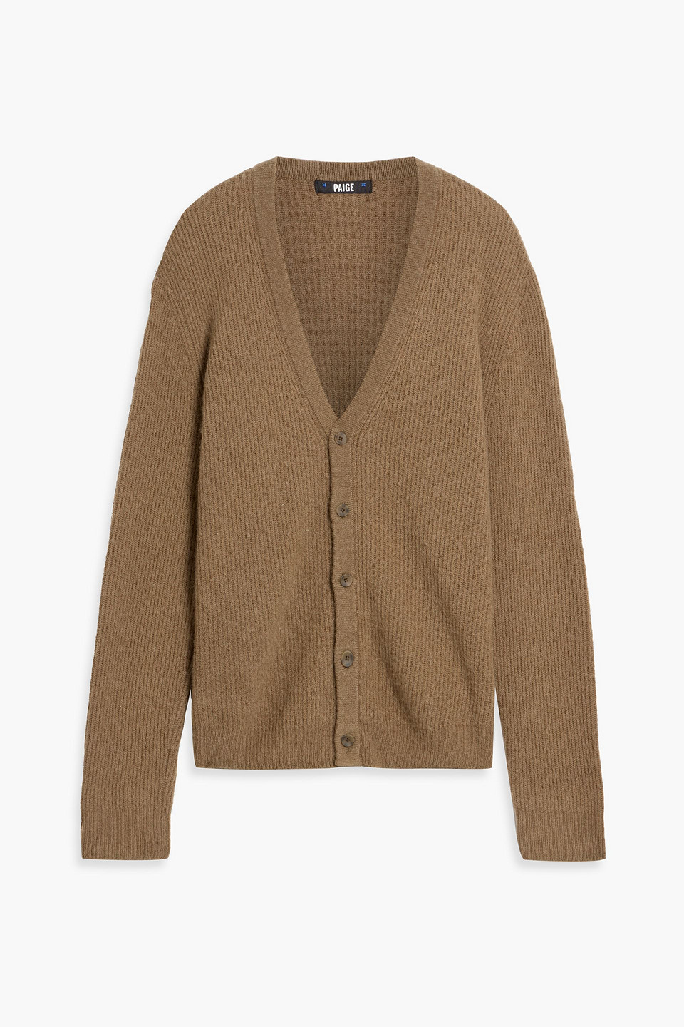 Paige Homann Brushed Ribbed Merino Wool-blend Cardigan In Animal Print