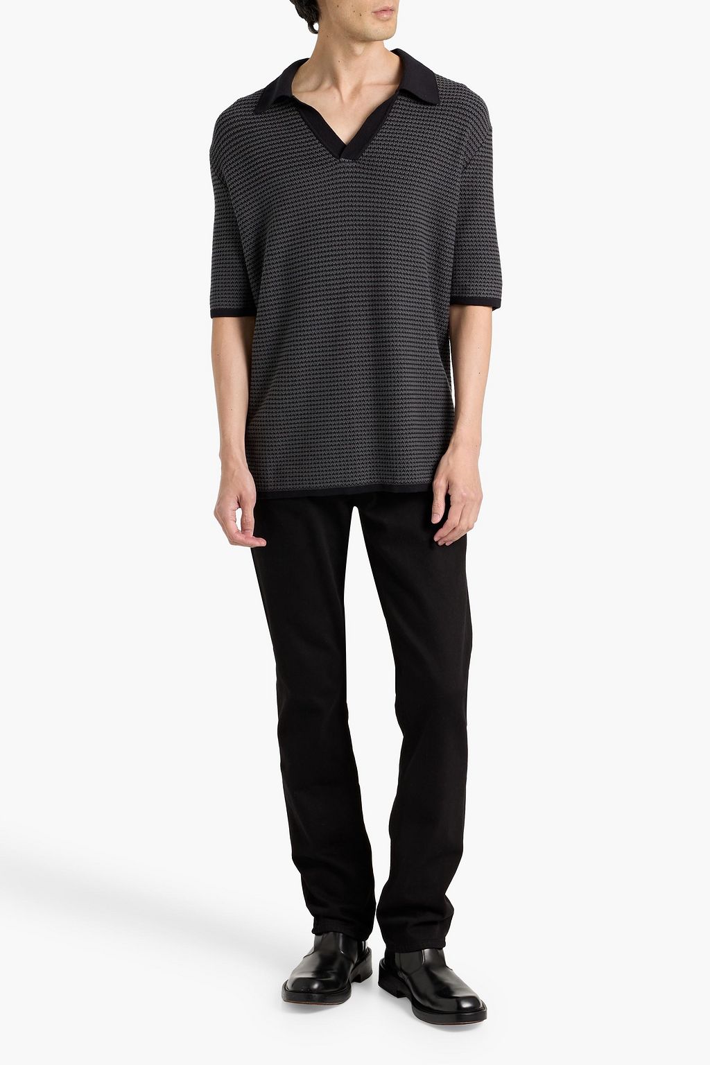 RAG & BONE Johnny jacquard-knit cotton-blend polo shirt