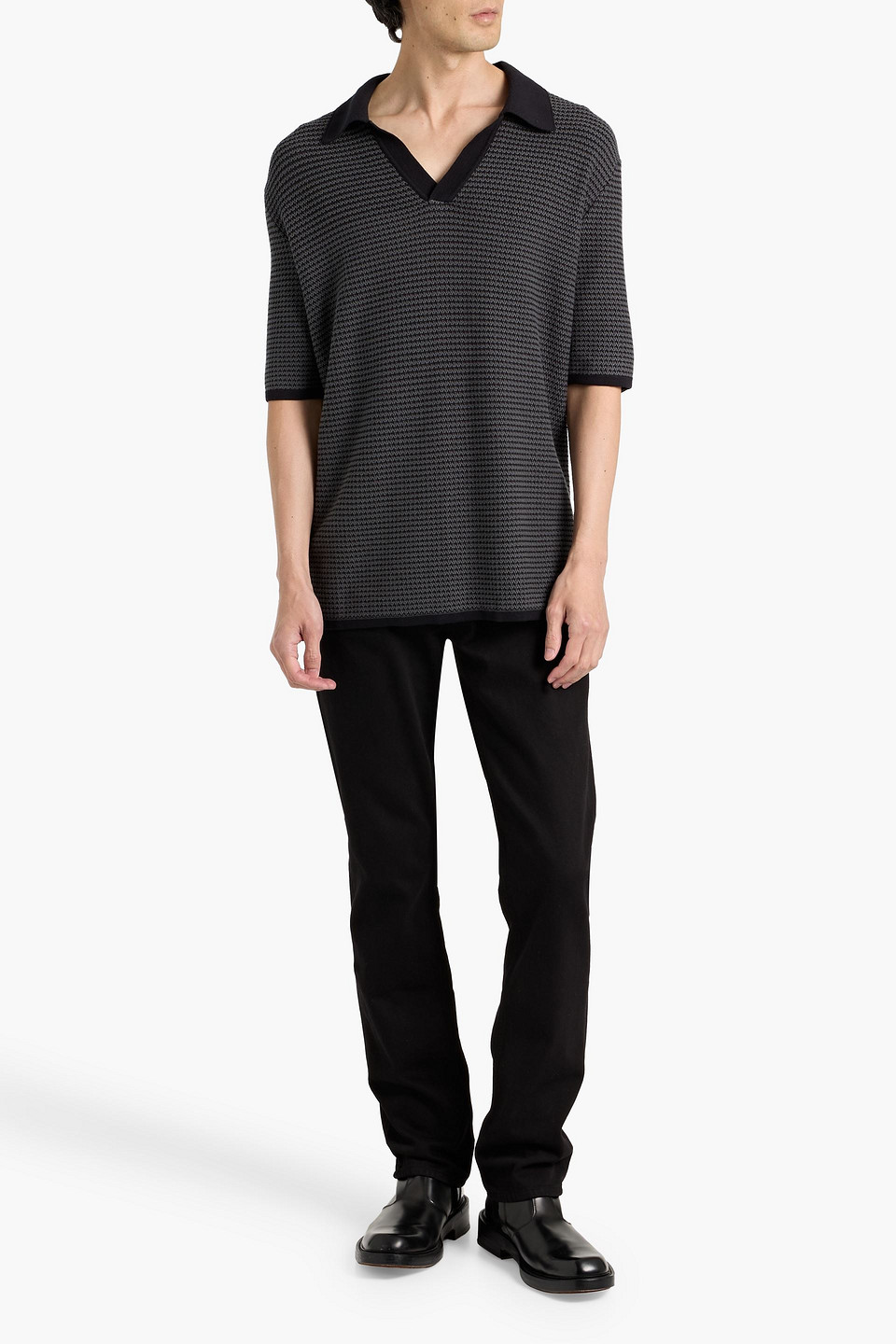 Rag & Bone Johnny Jacquard-knit Cotton-blend Polo Sweater In Multi