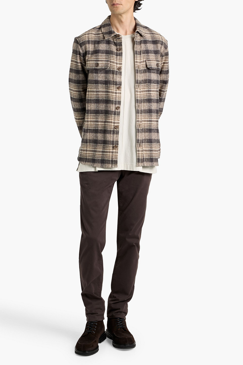 Paige Wilbur Checked Cotton-flannel Overshirt In Black