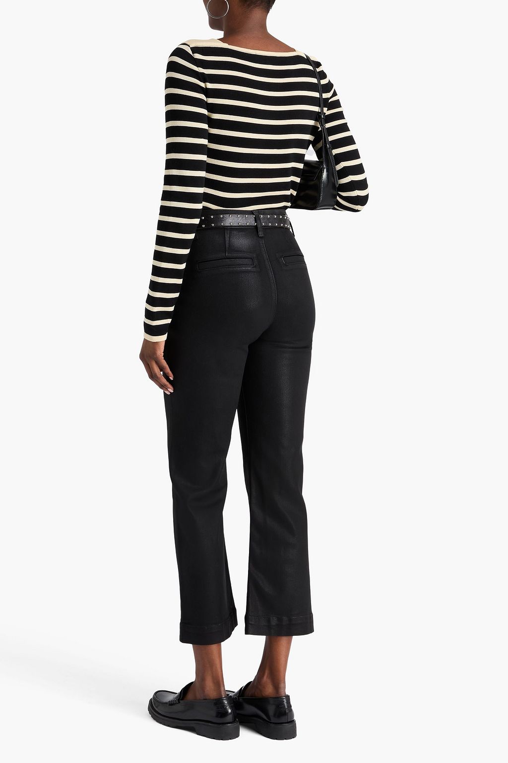 PAIGE Leenah cropped coated high-rise wide-leg jeans