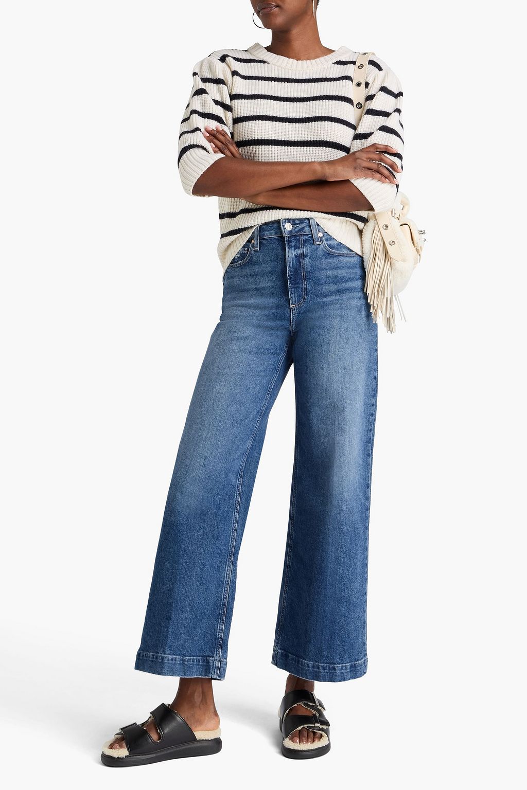 PAIGE Harper faded high-rise wide-leg jeans