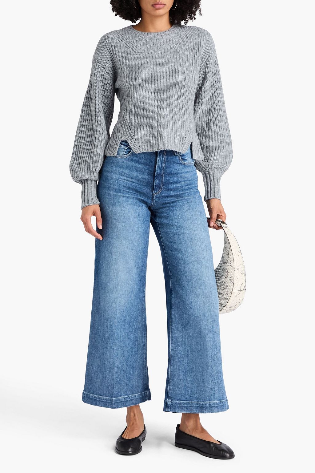 PAIGE Harper faded high-rise wide-leg jeans