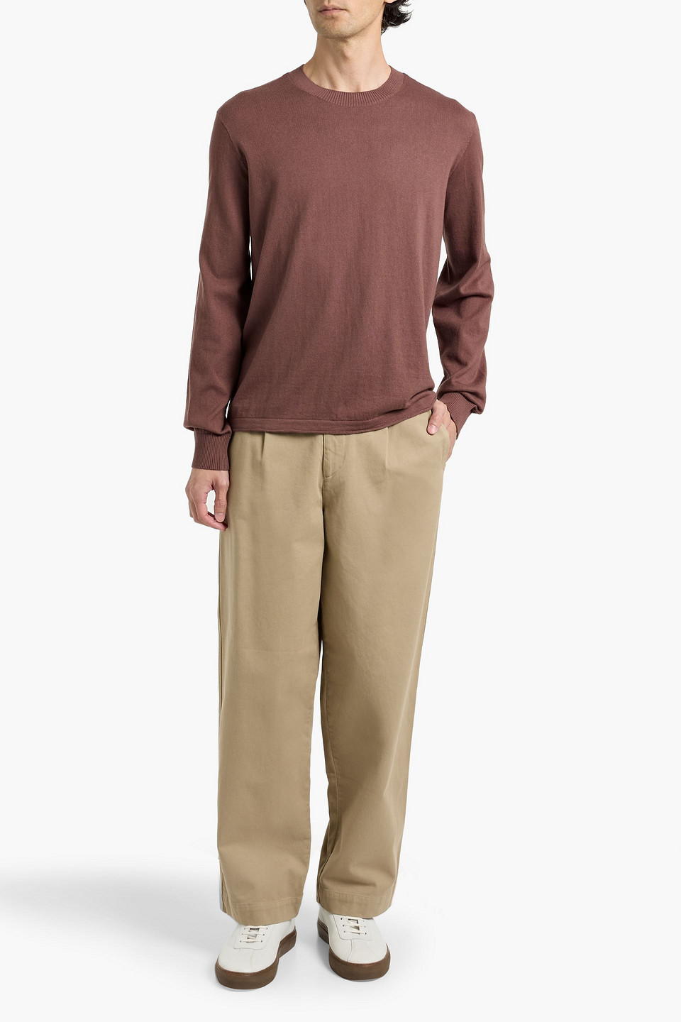 Paige Champlin Cotton And Wool-blend Sweater In Brown