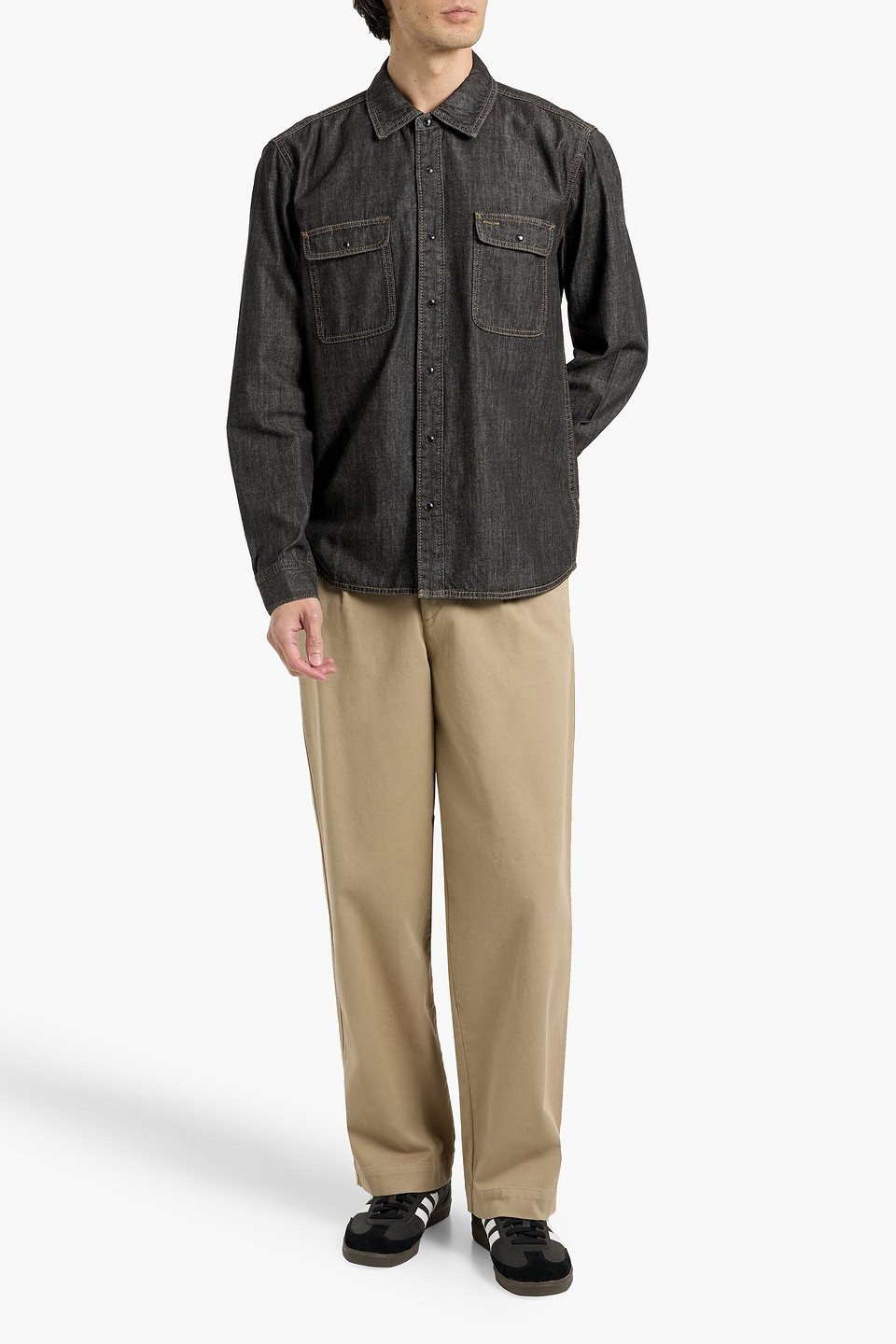 Paige Maytham Denim Shirt In Gray