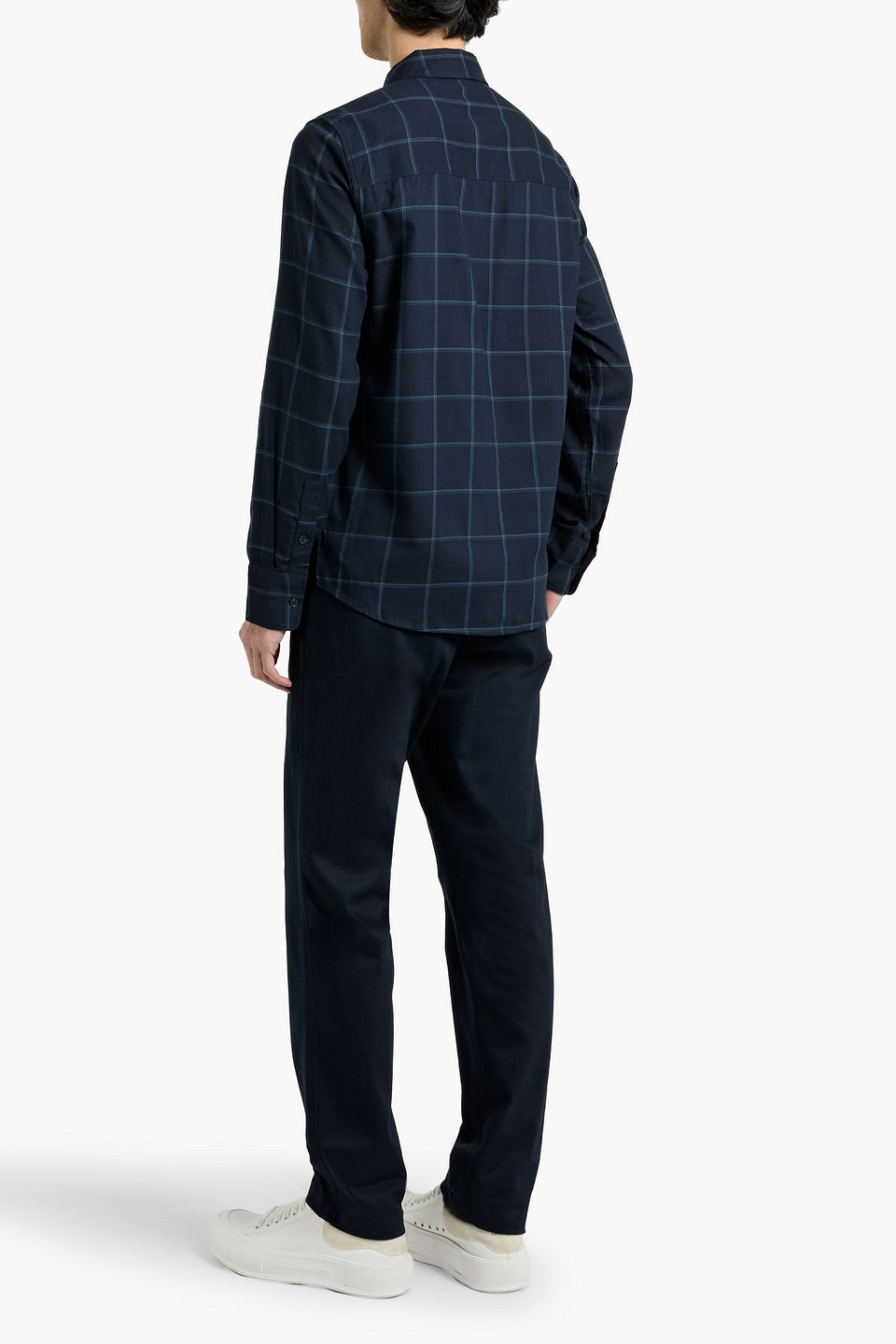 Paige Everett Checked Cotton-blend Flannel Shirt In Blue