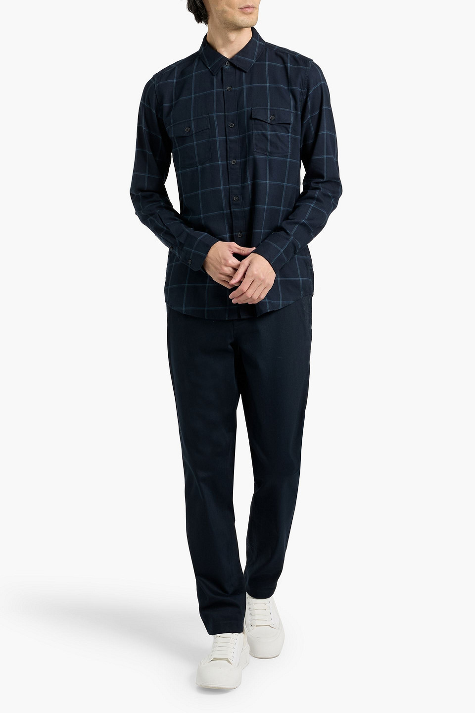 Paige Everett Checked Cotton-blend Flannel Shirt In Blue