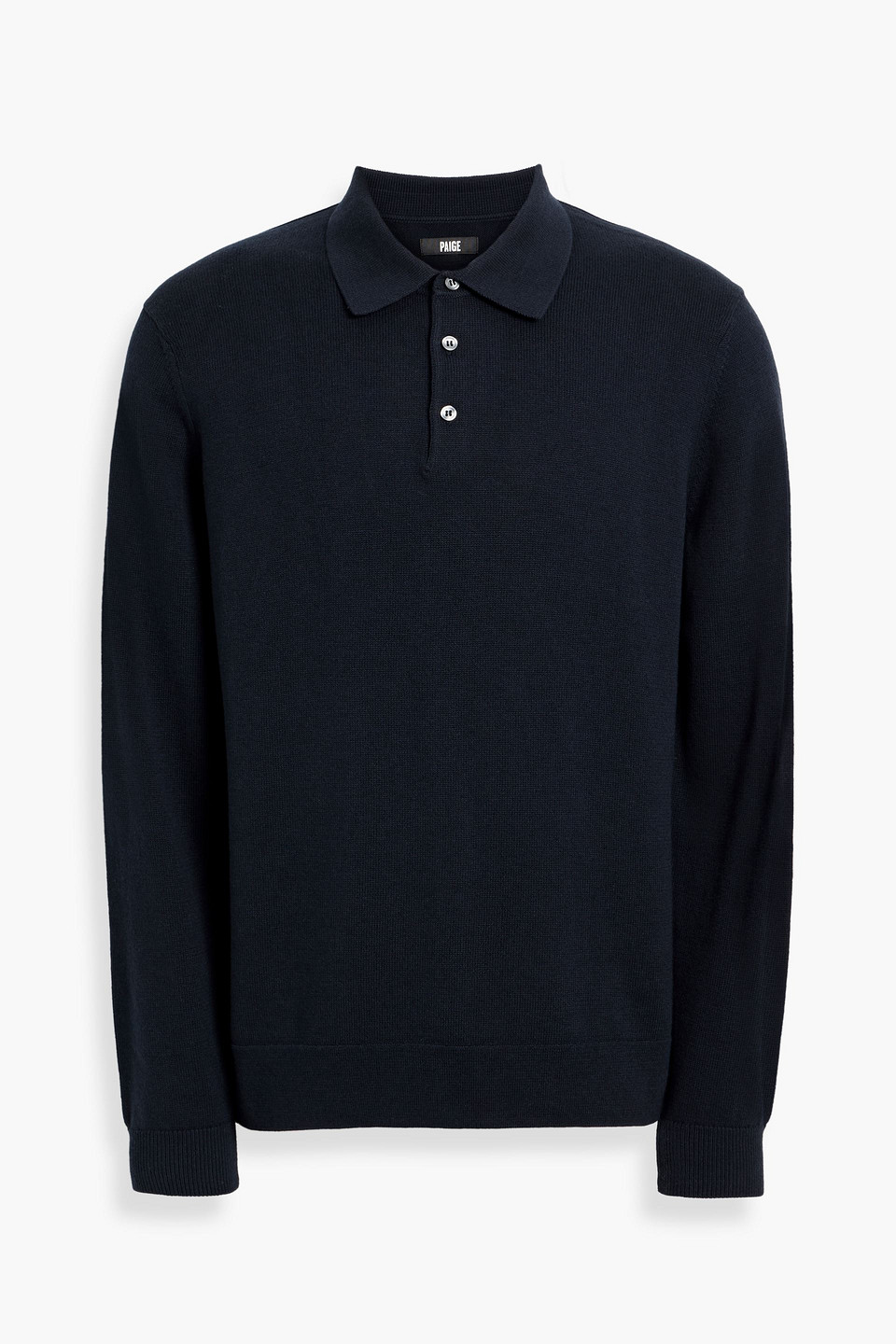 Paige Finsbury Merino Wool And Cotton-blend Polo Sweater In Blue