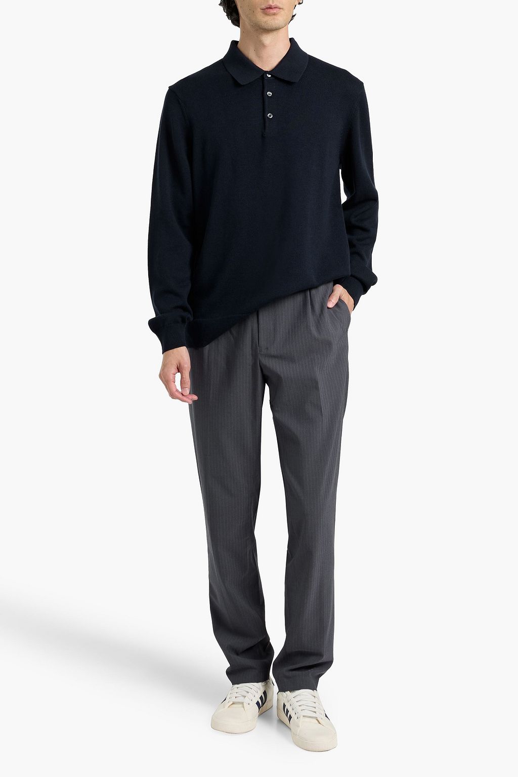 PAIGE Finsbury merino wool and cotton-blend polo sweater