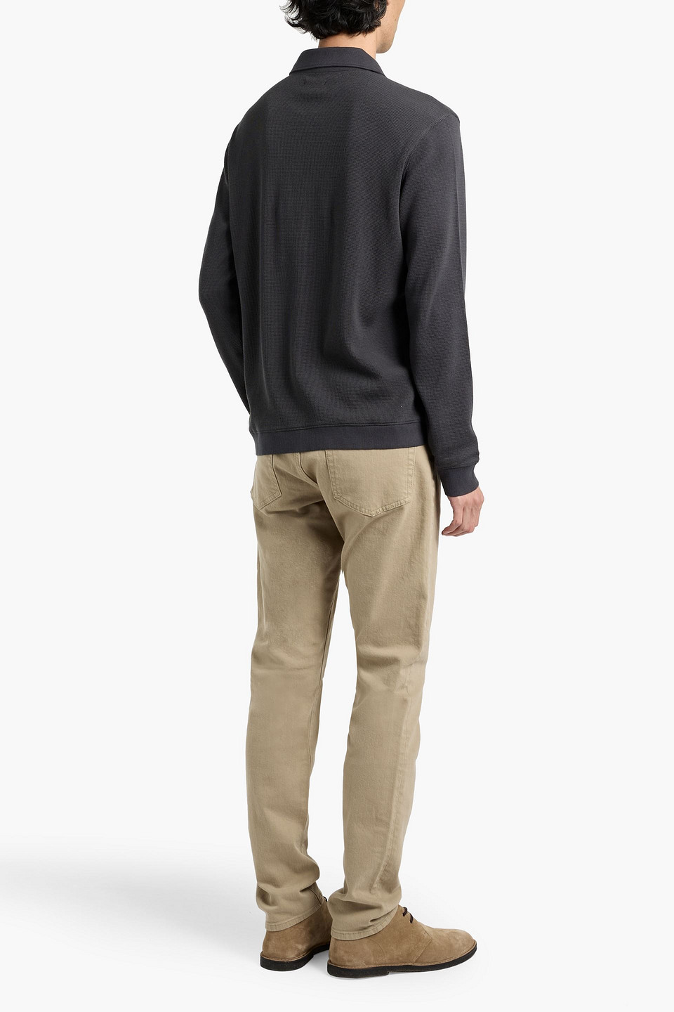 Paige Darrel Waffle-knit Cotton-blend Zip-up Sweater In Gray