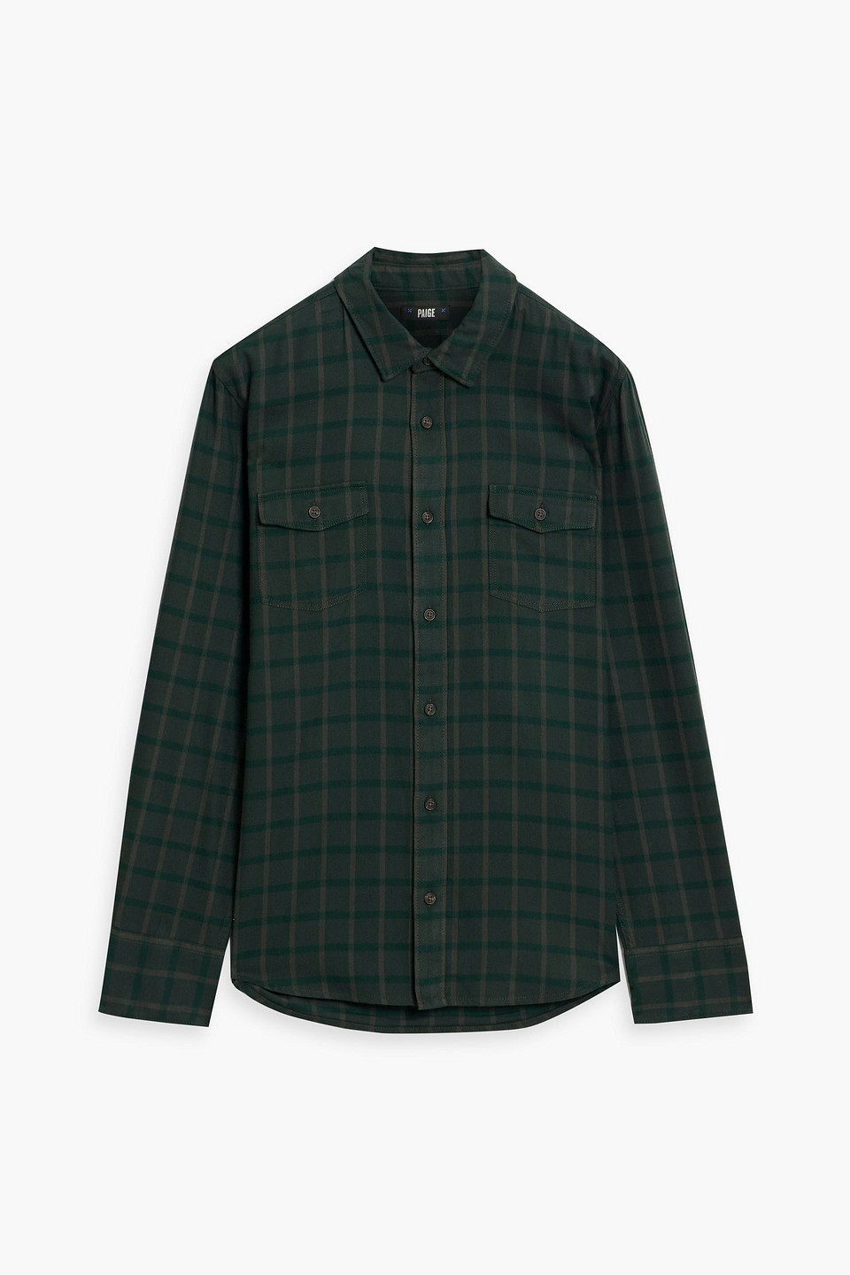 Paige Everett Checked Cotton-blend Shirt In Green