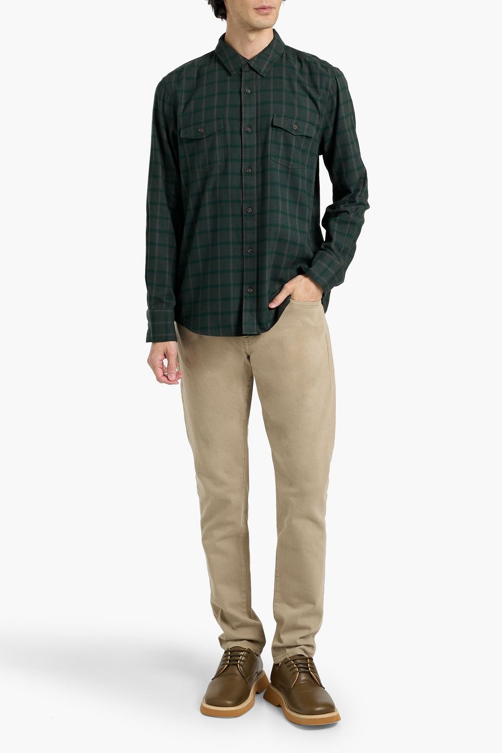 PAIGE Everett checked cotton-blend shirt