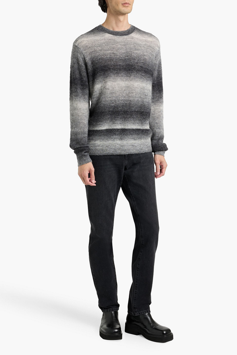 Paige Lozano Dégradé Brushed Knitted Sweater In Gray