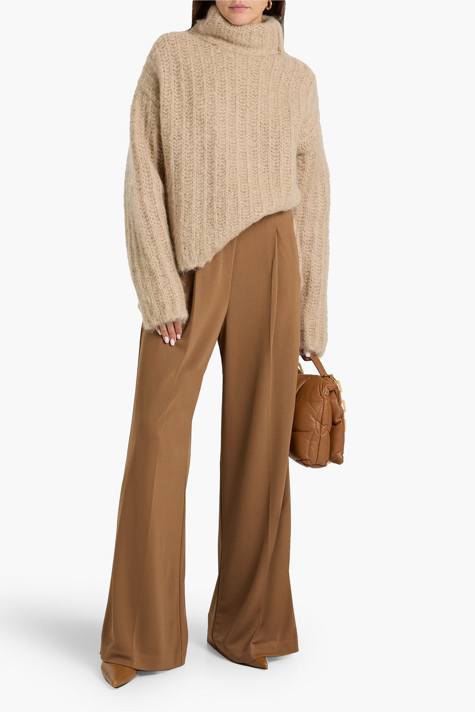 Max Mara Euclid Jersey Wide-leg Pants In Brown