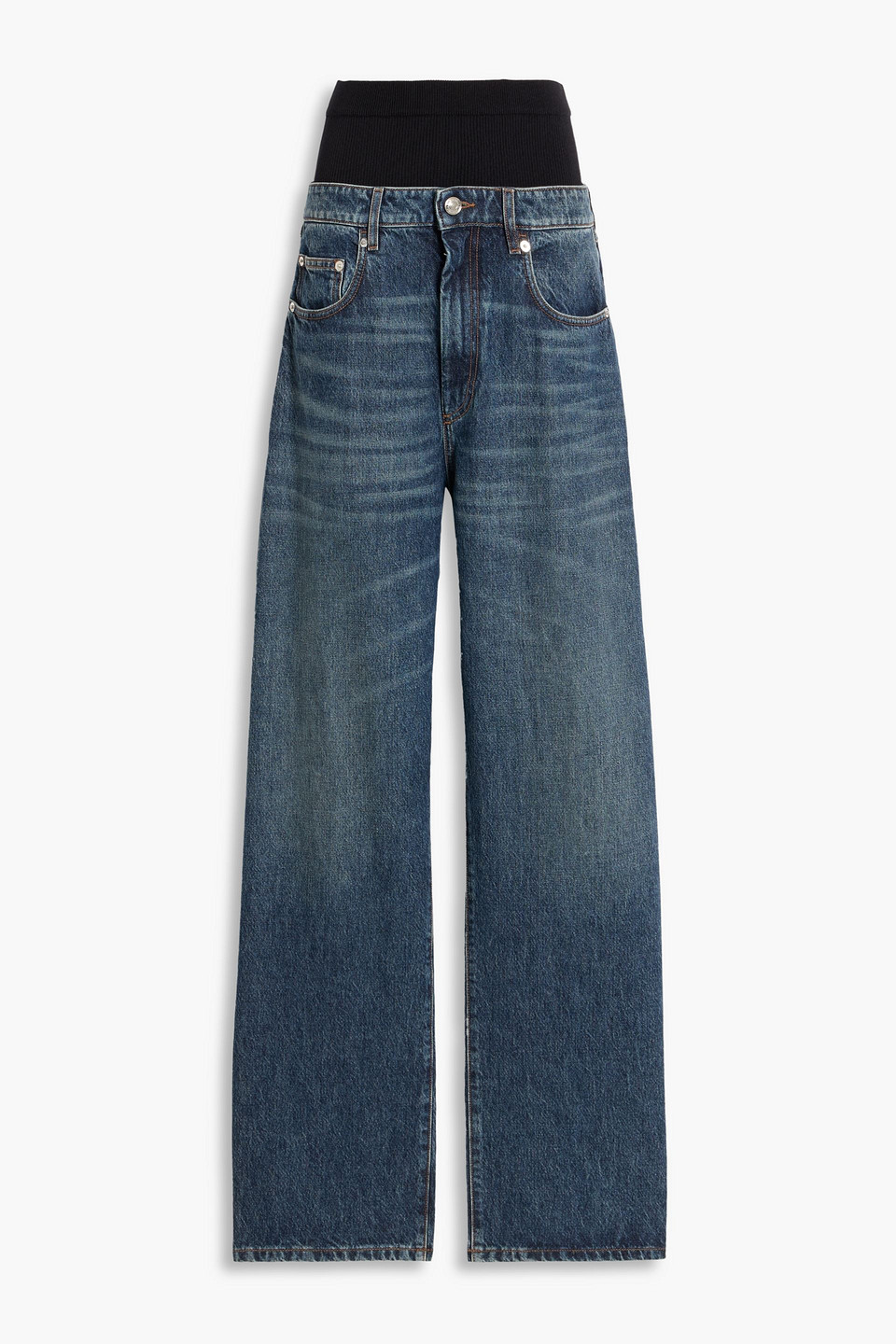 Sportmax Knit-paneled High-rise Straight-leg Jeans In Multi